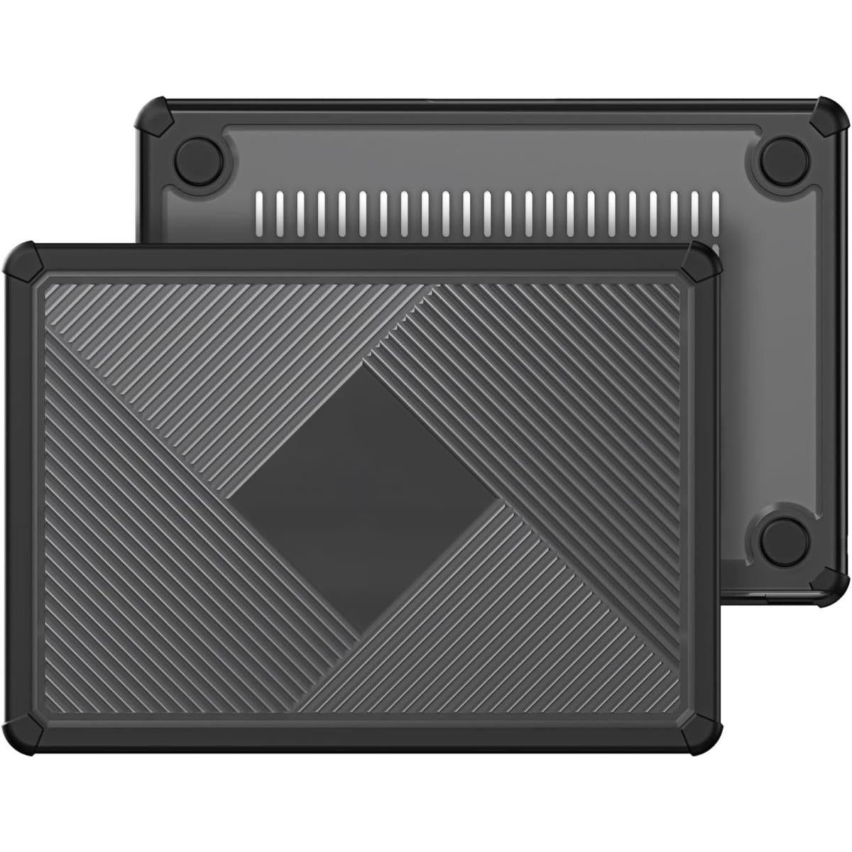 Dux Ducis Lcgh Series Hard Shell Case For Apple Macbook Air 15.3 (2023/2024) – Slim Proteive Laptop Cover With Shock Absorbing Bumper, Heat Dissipation Design & Non Slip Secure Base – Black