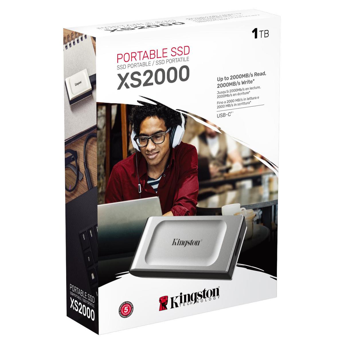 Kingston XS2000 2TB USB Type - C Portable External Solid State Drive (SSD) Up to 2000MB/s Read & Write