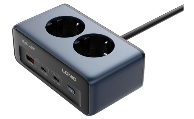LDNIO SE3 EU Power Strip with 4 AC Sockets & 3 USB Ports Modern Desktop Socket Extension with Switch