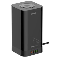 LDNIO SEW4485 2500W European Power Strip with 4 EU Sockets + 4 USB + 15W Wireless Charger Supports PD QC3.0 PPS Fast Charging Desk Vertical Charging Station with Timer Switch for iPhone 16 15 14 Pro Max, iPad Pro and MacBook Pro EU Plug
