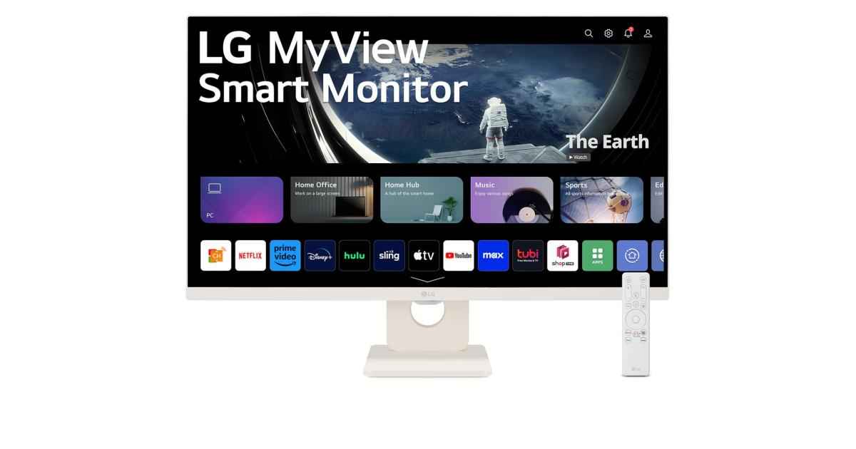 LG 27U511SA-W 27-Inch Smart Full HD (1920 x 1080) IPS Computer Monitor, 100Hz, Built-in Speaker, Airplay, Bluetooth, Screen Share, Flicker Safe, Reader Mode, Remote Control, HDMI, Tilt Stand, White