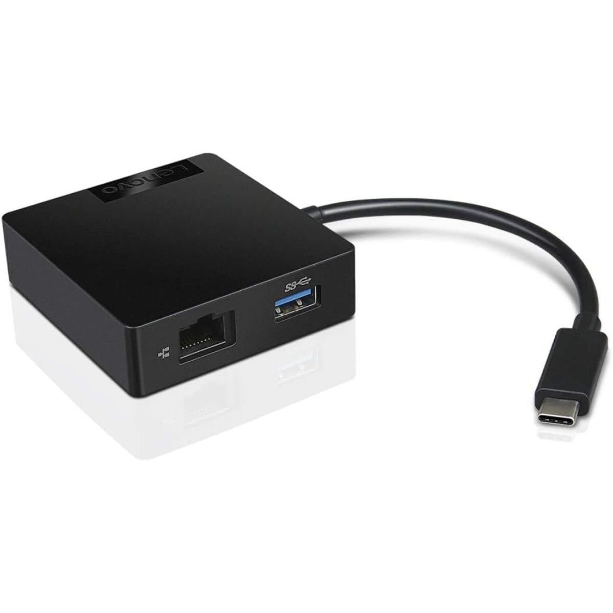 Lenovo Usb C 4 In 1 Travel Hub Hdmi Full Hd Vga Usb 3.0 Rj45 Gigabit Ethernet Compatible With Thinkpad, Yoga & More Black - CompuMe