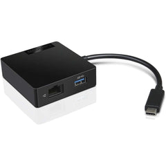 Lenovo Usb C 4 In 1 Travel Hub Hdmi Full Hd Vga Usb 3.0 Rj45 Gigabit Ethernet Compatible With Thinkpad, Yoga & More Black - CompuMe
