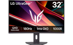 LG UltraGear 32G600A G6 32" Curved 1000R 2K QHD 180Hz 1ms HDR 10 sRGB 99% AMD FreeSync Borderless Design w/2x HDMI 1x Display Port - Black
