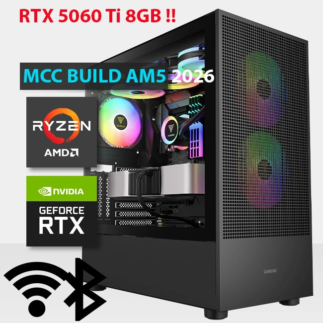 MCC AM5-26 - MIDAS Gaming PC Build || AMD Ryzen 7 9700X 8-Core - Msi GAMING TRIO GeForce RTX 5060 Ti 8GB OC Edition GDDR7 Graphics Card