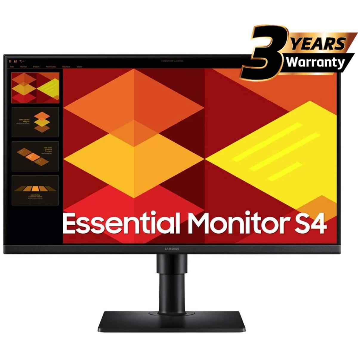 Samsung S4 Essential (D402) 24" Full-HD, IPS Flat Monitor, 100Hz, 5MS (GTG) w/ Ergonomic Stand, Super Slim Design, Eye-Care Mode & Flicker Free | LS24D402GAUXEN |