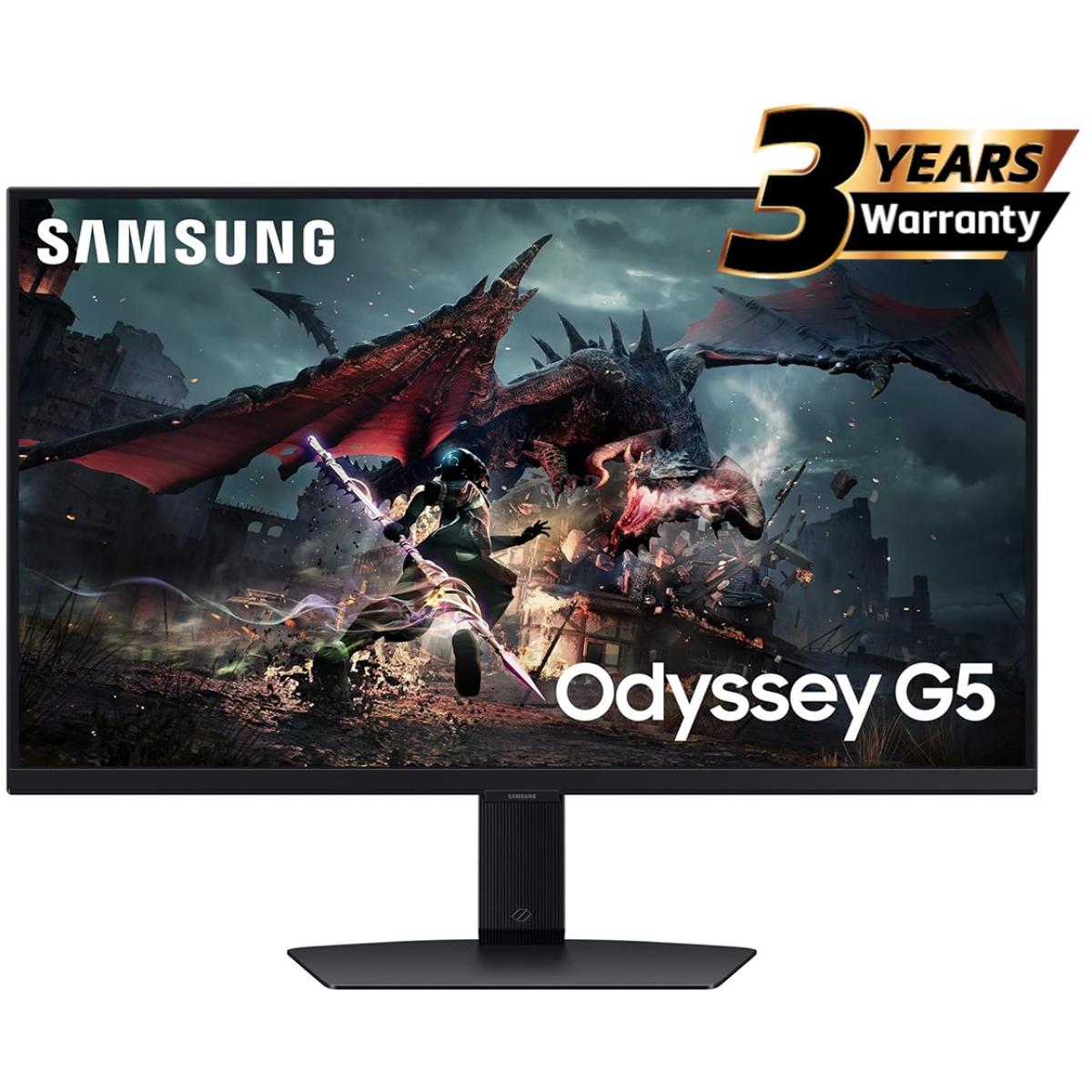 Samsung Odyssey G5 2024 (DG502), 27" Flat Monitor IPS 2K (2560 x 1440) 180Hz 1ms(GTG), DisplayHDR 400, 99% sRGB, 8 Bit, AMD FreeSync w/ Ergonomic Stand | LS27DG502EMXUE | - CompuMe