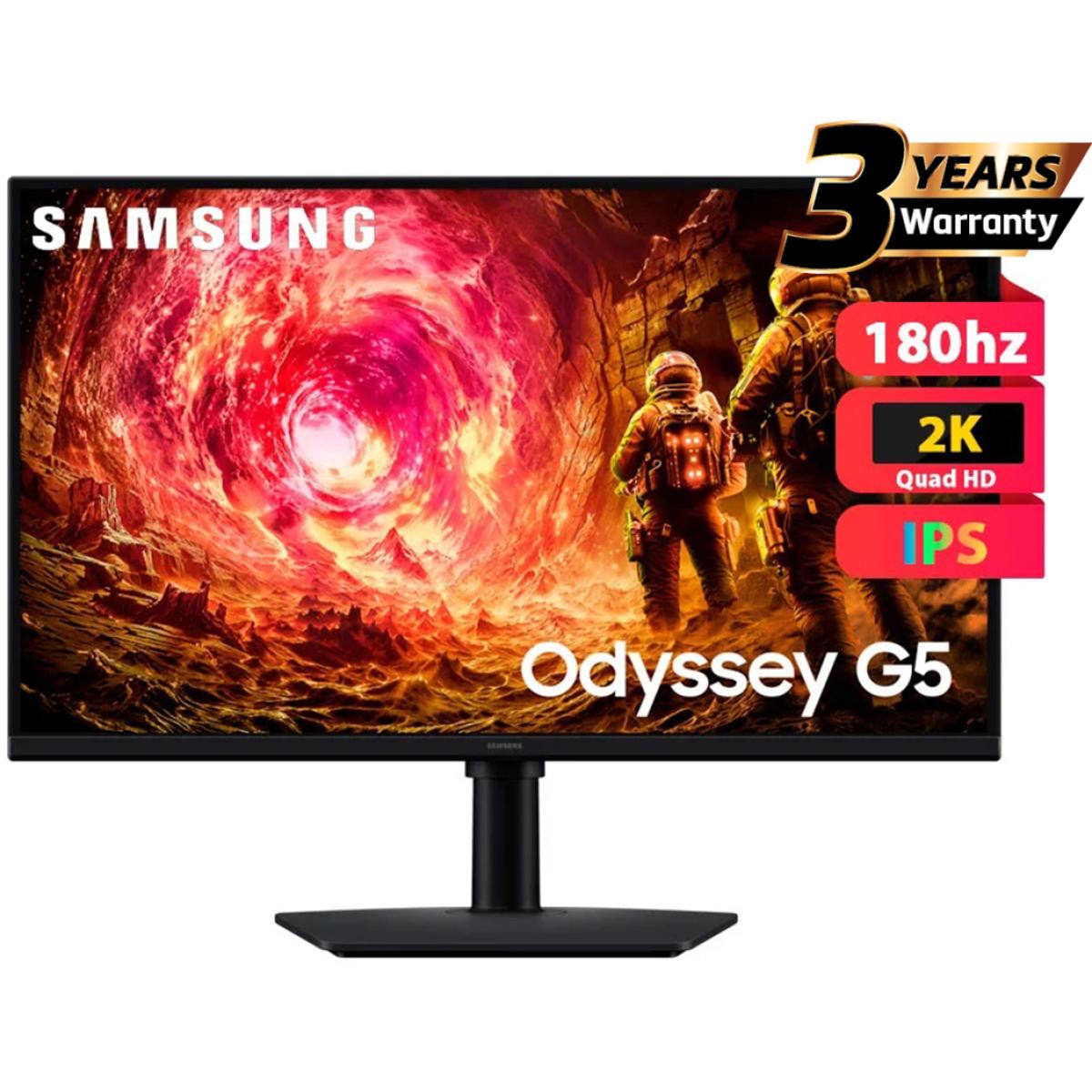 Samsung Odyssey G5 (2026) (FG502E) 27" Flat Monitor IPS 2K (2560 x 1440) 180Hz 1ms(GTG), HDR10, 99% sRGB, 8 Bit, G-Sync Compatible w/ Ergonomic Stand | LS27FG502EMXUE |