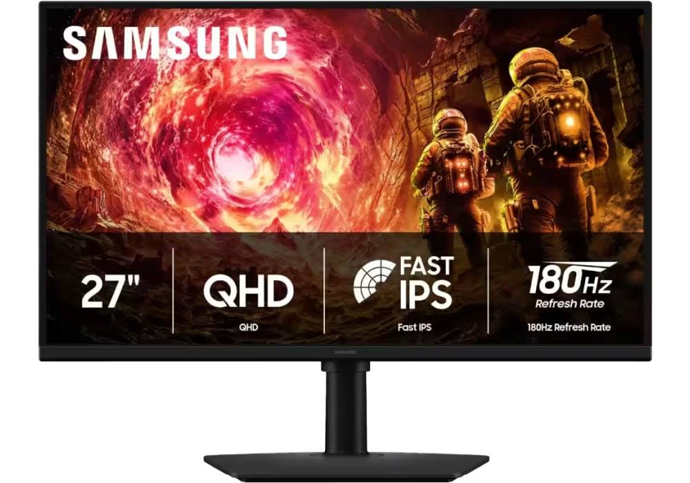 Samsung 27” Odyssey G5 G50F QHD Resolution Gaming Monitor, 180Hz Refresh Rate, Fast IPS Panel, HDR10, NVIDIA G-Sync Compatible, 1ms Response Time (GtG), AMD FreeSync™, Adjustable Stand