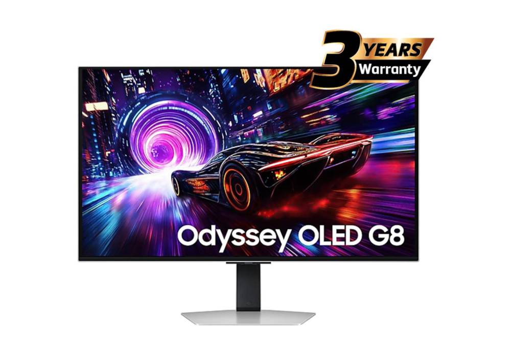 Samsung Odyssey OLED G8 (Non Smart) (FG810) 32" Flat Monitor 4K (3840 x 2160) 240Hz, 0.03ms(GTG), QD-OLED, HDR10+, 99% DCI Coverage, HDMI 2.1, Core Sync w/ Sleek Metal Design, Ergonomic Stand