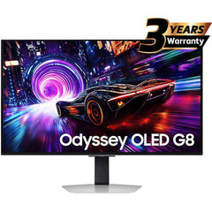 Samsung Odyssey OLED G8 (Non Smart) (FG810) 32" Flat Monitor 4K (3840 x 2160) 240Hz, 0.03ms(GTG), QD-OLED, HDR10+, 99% DCI Coverage, HDMI 2.1, Core Sync w/ Sleek Metal Design, Ergonomic Stand | LS32FG810SMXUE | - CompuMe