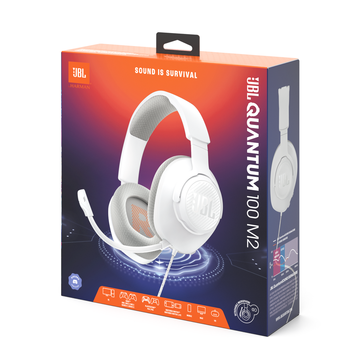 JBL Quantum 100 M2 Wired Gaming Headset - White