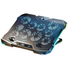 RTAKO LZ-D11 Gaming Laptop Cooler 10 Fans Foldable Adjustable Notebook Stand Heat Dissipation Holder for 12-18'' Cooling Pad W/ RGB Light - Black