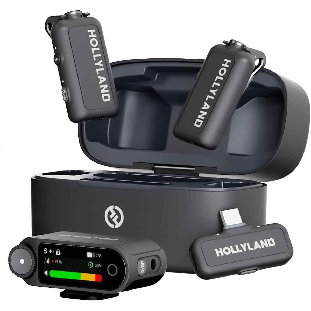 Hollyland Lark Max 2 Wireless Lavalier Microphone For Iphone/camera/android, Ai Noise Cancelling, 32 Bit Full Chain Audio, 340m Transmission (combo, 2tx + 2rx + Charging Case) Black