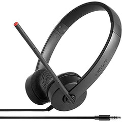 Lenovo Essential Stereo Analog Headset, VOIP, 180 Degree Microphone, Fits standard 3.5mm port with your laptop or workstation, Comfort fit ear piece