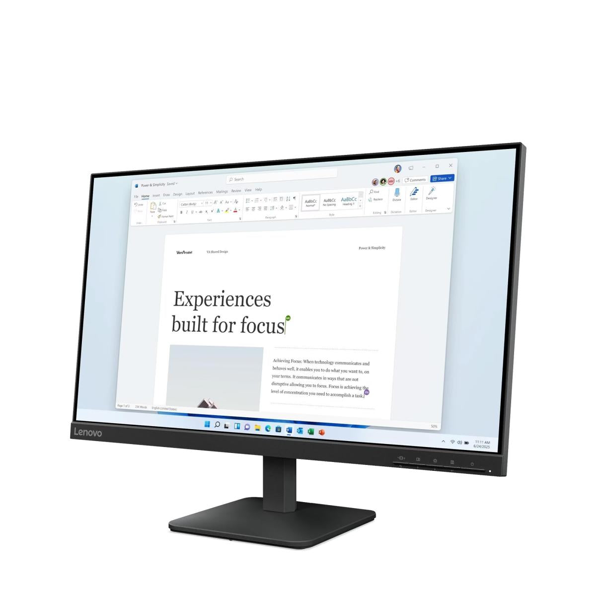 Lenovo L24 - 4e Monitor 23.8” IPS Display Full HD Resolution 99% sRGB - 100Hz Refresh Rate HDMI and VGA Ports