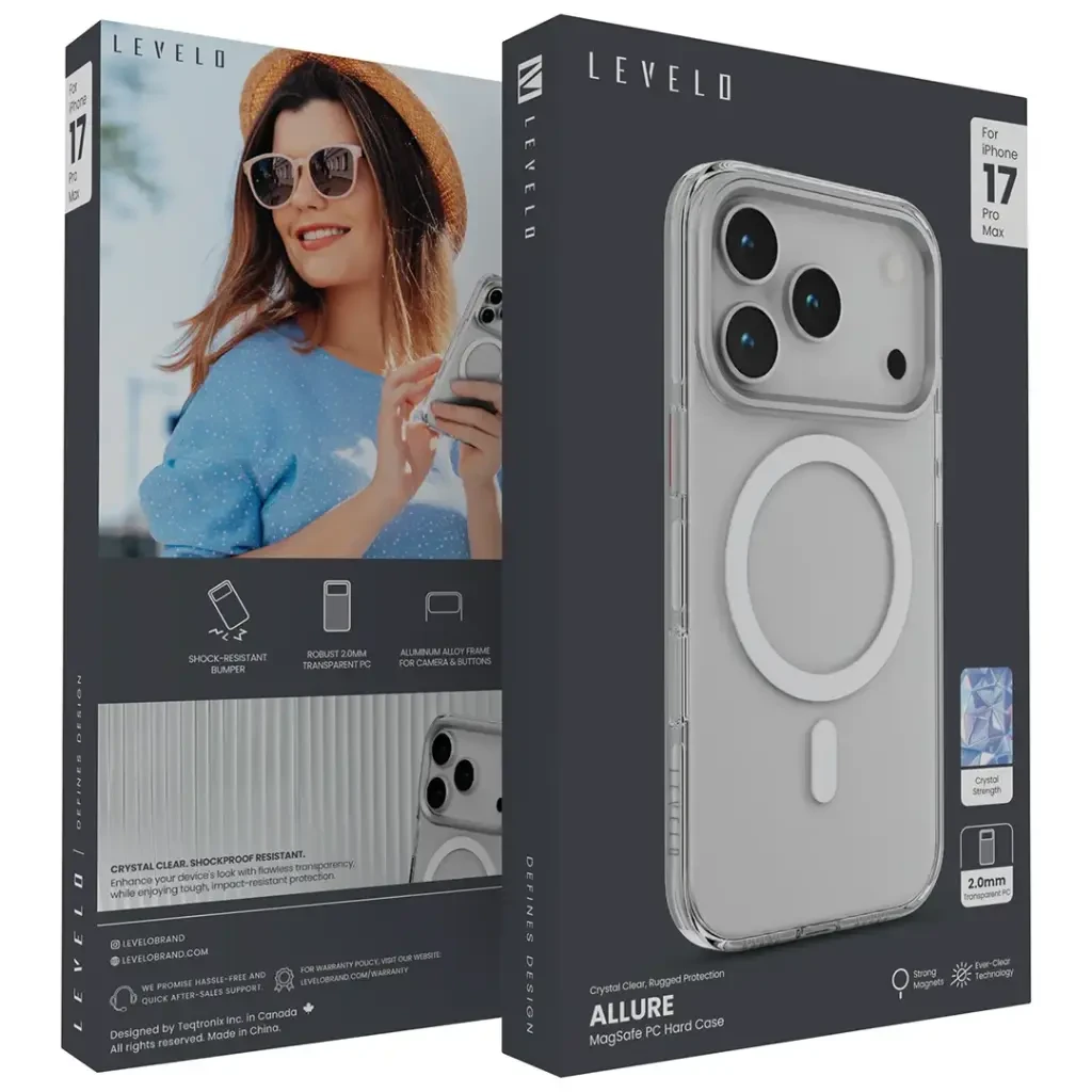 Levelo Allure Hard Case for iPhone 17 Pro/Pro Max - Transparent with phone cases