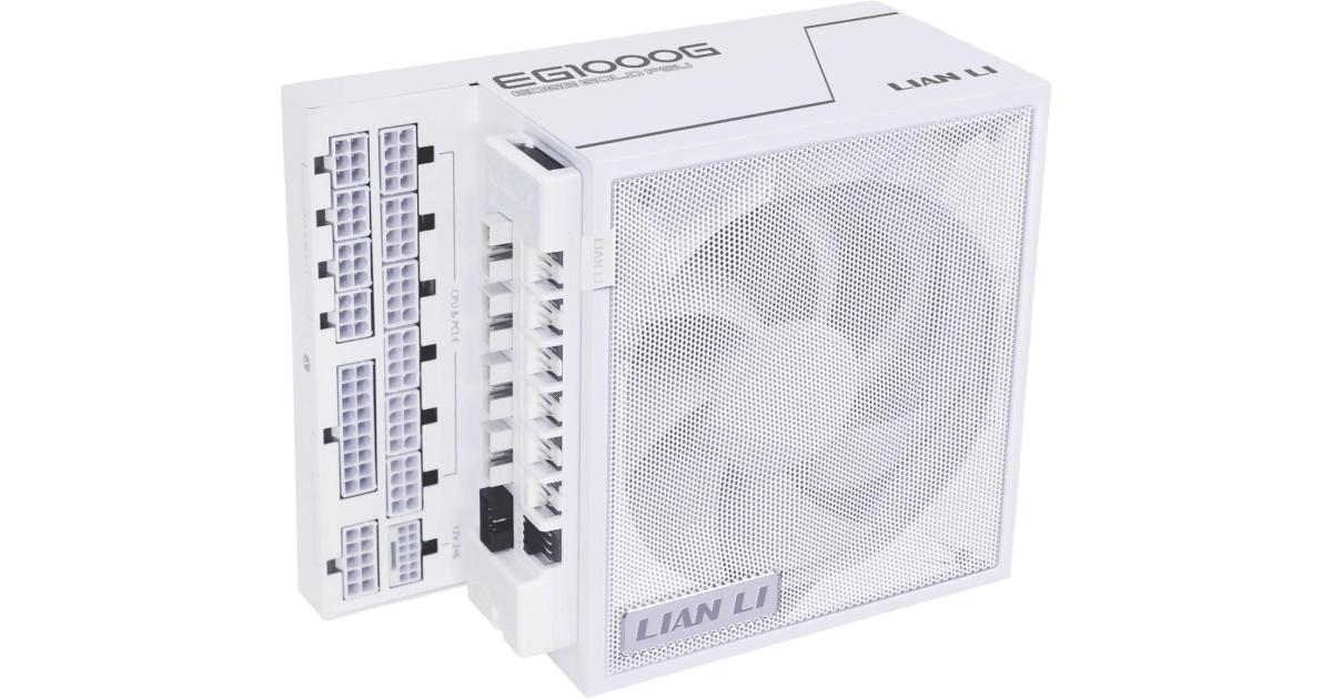 Lian Li Edge EG1000G 1000W Gold (White) (ATX 3.1) PCIE 5.1 (12V-2×6) 80 Plus Gold Full Modular Power Supply W/ Braided-Sleeved Cables + Detachable USB hub w/ 4 internal USB 2.0 Headers & 6 PWM Headers