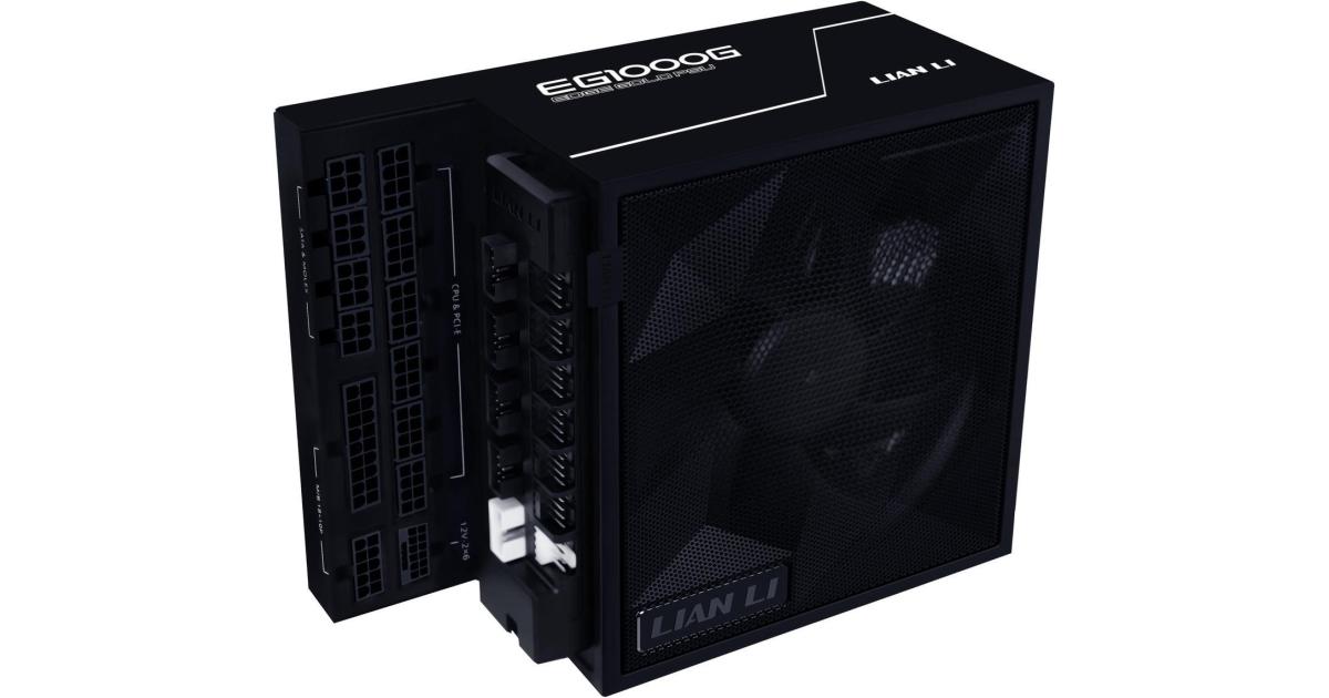 Lian Li Edge EG1000G 1000W Gold (Black) (ATX 3.1) PCIE 5.1 (12V-2×6) 80 Plus Gold Full Modular Power Supply W/ Braided-Sleeved Cables + Detachable USB hub w/ 4 internal USB 2.0 Headers & 6 PWM Headers