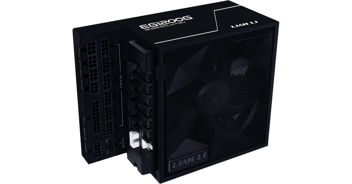 Lian Li Edge EG1200G 1200W Gold (Black) (ATX 3.1) PCIE 5.1 (12V-2×6) 80 Plus Gold Full Modular Power Supply W/ Braided-Sleeved Cables + Detachable USB hub w/ 4 internal USB 2.0 Headers & 6 PWM Headers