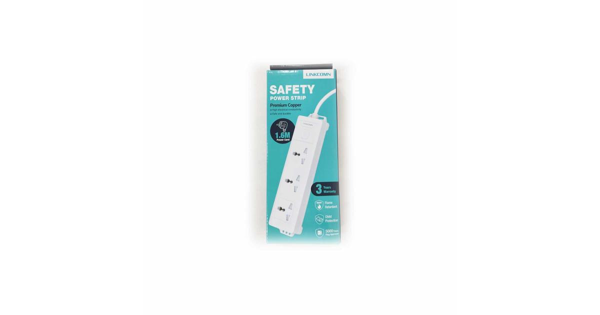 Linkcomn 3 Outlets Power Strip 1.6 meter