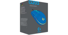 Logitech G203 (Blue) Wired Gaming Mouse, 8K DPI, LIGHTSYNC RGB, 6 Programmable Buttons, On-Board Memory, Screen Mapping, For PC & Mac