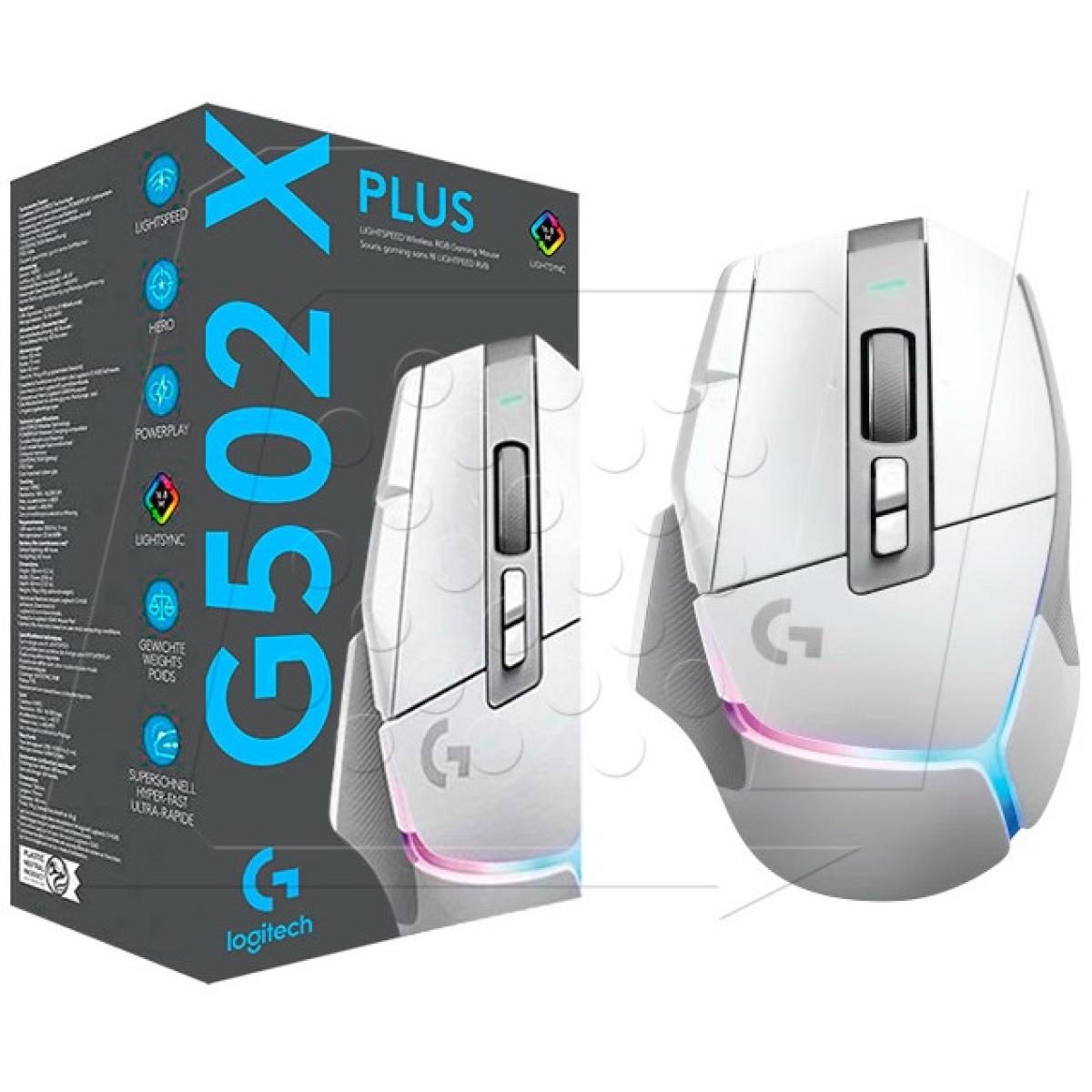 Logitech G502 X Plus Lightspeed Wireless , Hybrid Optical-Mechanical Switches w/ Hero 25K Sensor, Lightsync RGB, USB-C charging, 13 Programmable Controls - High Performance Gaming Mouse (White) | G502 X Plus Lightspeed Wls White |