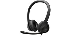 Logitech H390 Wired USB Black Headset, Stereo Headphones with Leatherette Earcups Noise-Cancelling Mic, In-Line Controls For PC/Mac/Laptop