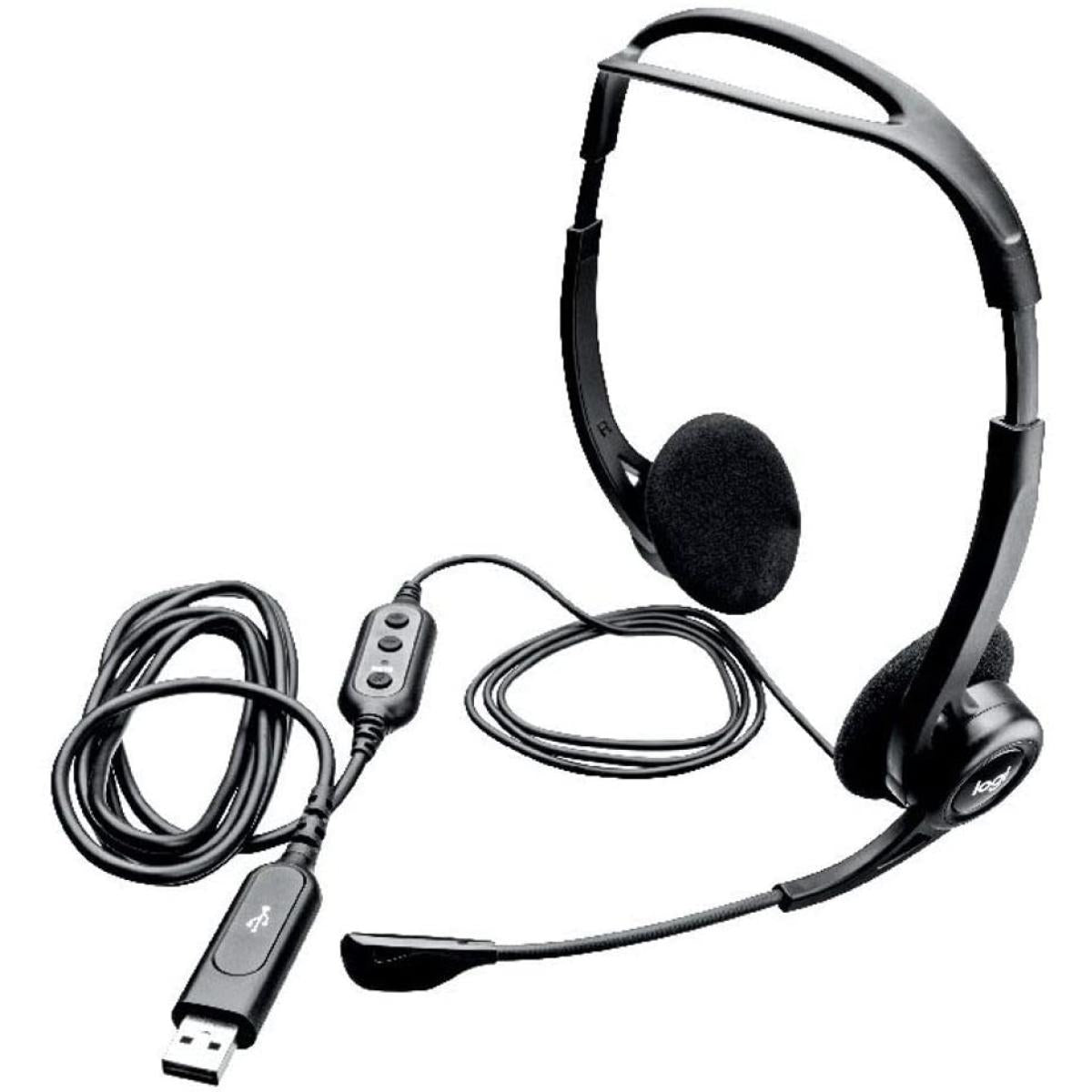 Logitech 960 USB HEADSET for Windows or macOS | NOISE-CANCELLING MIC
