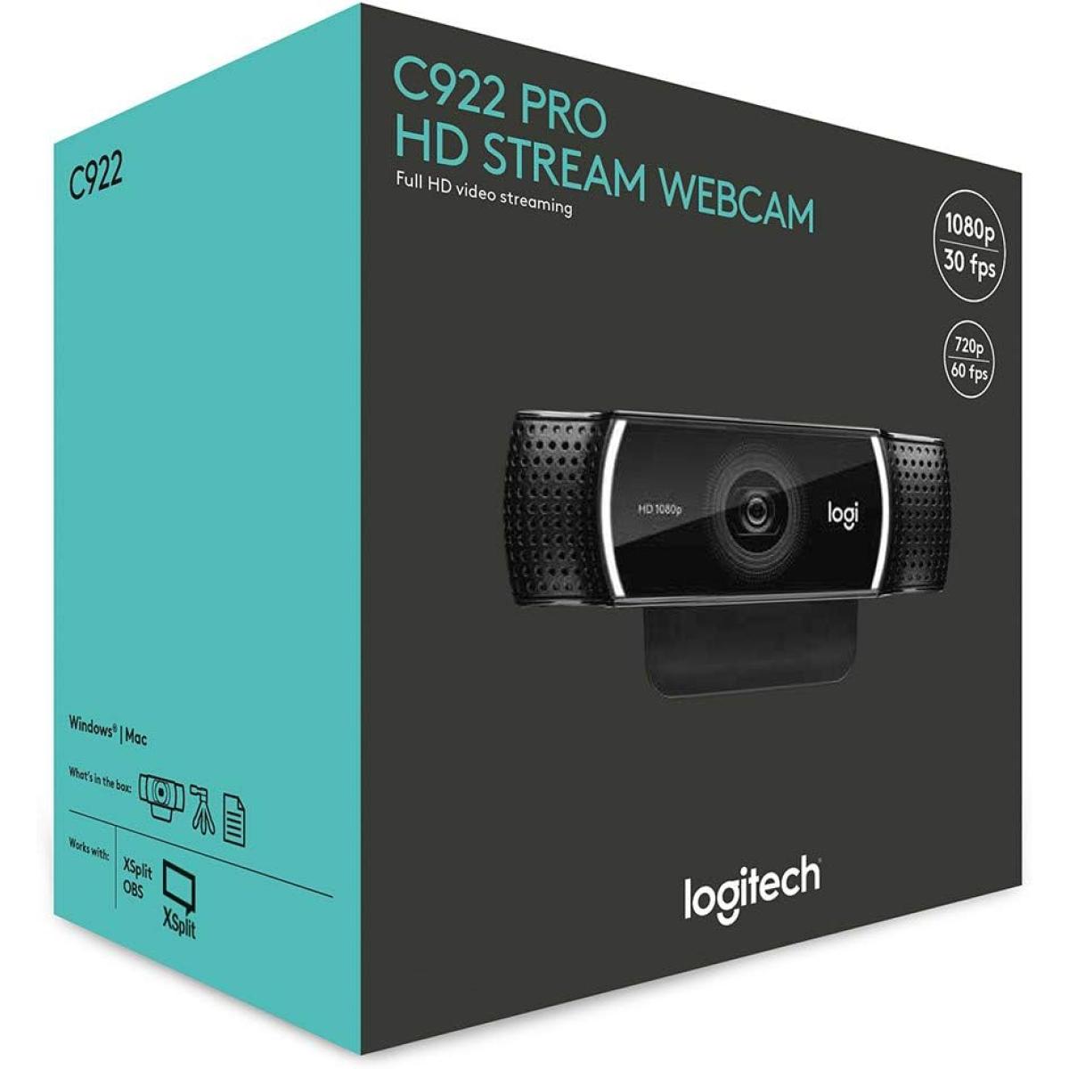 Logitech C922 Pro HD Stream Webcam, 1080p@30FPS, 720p@60FPS Camera for Streaming & Gaming Sessions, Comes w/ Tripod | C922 PRO | - CompuMe