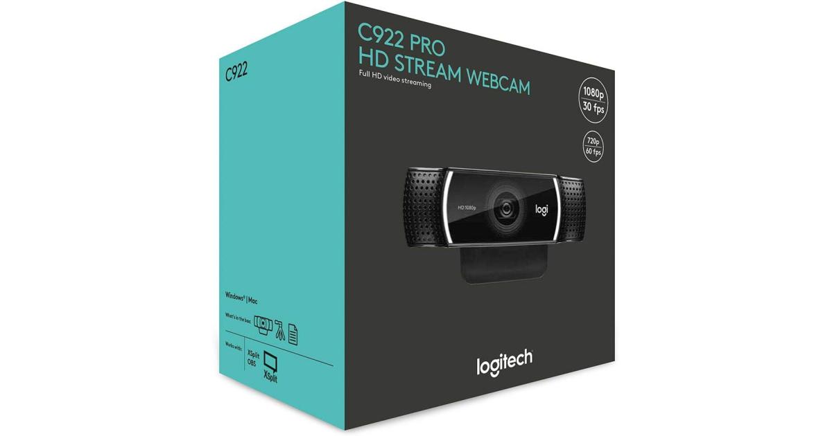 Logitech C922 Pro HD Stream Webcam, 1080p@30FPS, 720p@60FPS Camera for Streaming & Gaming Sessions, Comes w/ Tripod