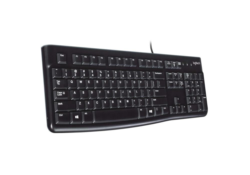 Logitech K120 Wired Keyboard for Windows, Plug and Play, Full-Size, Spill-Resistant, Curved Space Bar, Compatible with PC, Laptop - Black