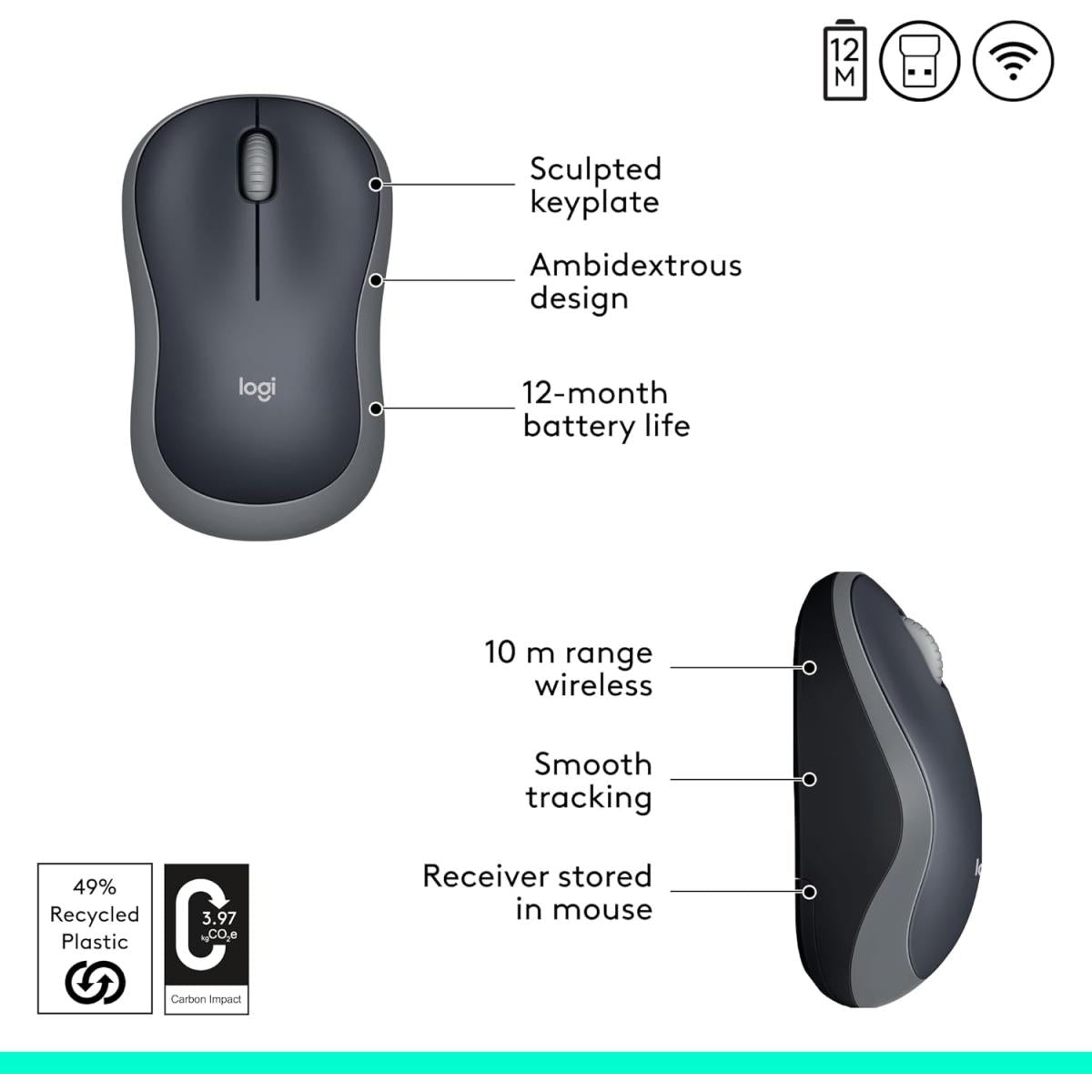 Logitech M185 Wireless Mouse | 1000 DPI Optical Tracking | Ambidextrous PC/Mac/Laptop Logitech M185 Wireless Mouse | 1000 DPI Optical Tracking | Ambidextrous PC/Mac/Laptop