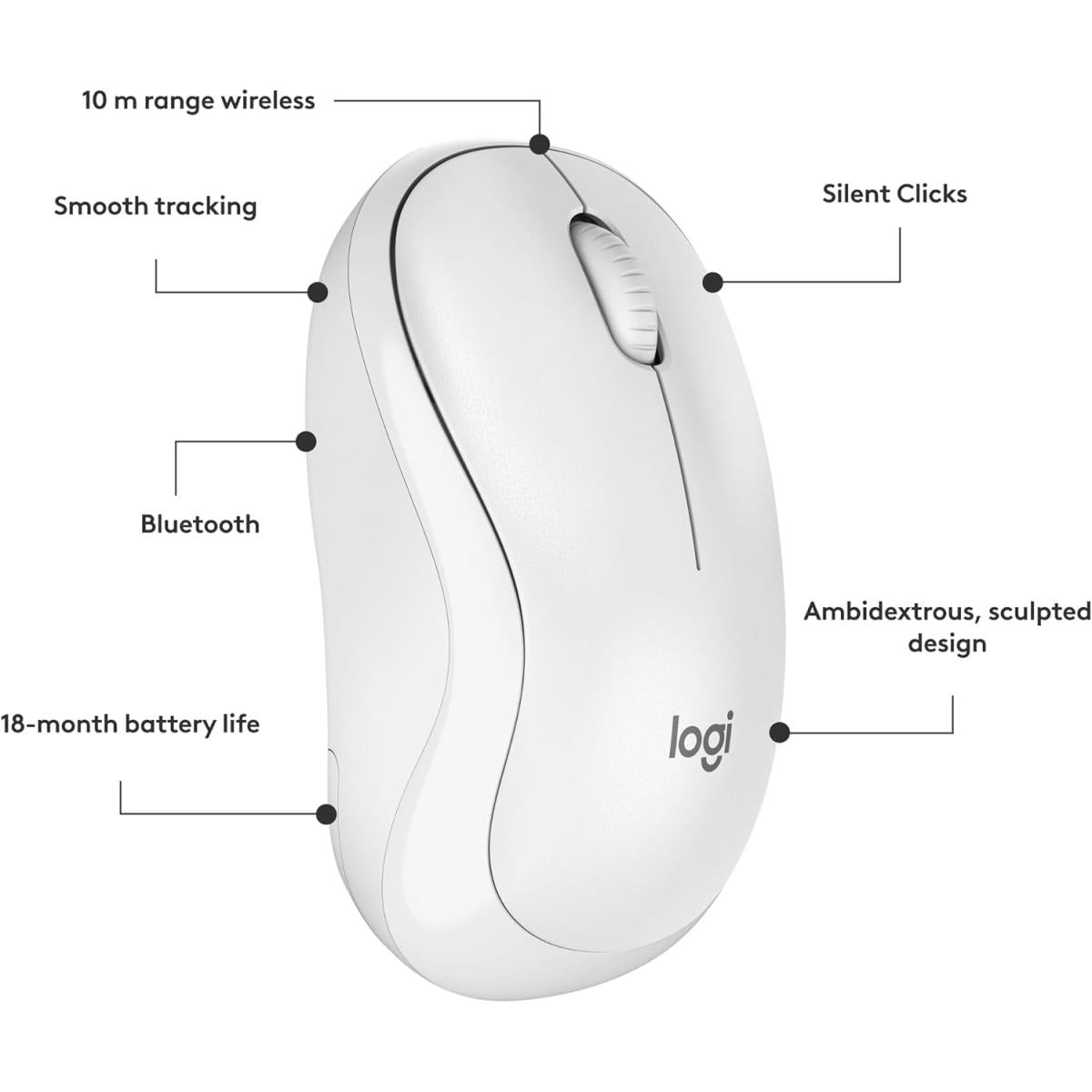 Logitech M240 Silent Bluetooth Mouse | Wireless, Compact, Portable, Smooth Tracking | Compatible with PC, Mac, Laptop, Tablets ( White) Logitech M240 Silent Bluetooth Mouse | Wireless, Compact, Portable, Smooth Tracking | Compatible with PC, Mac, Laptop, Tablets ( White)