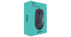 Logitech M90 1000 dpi USB Wired Optical Mouse, Comfort Ambidextrous Design - Black