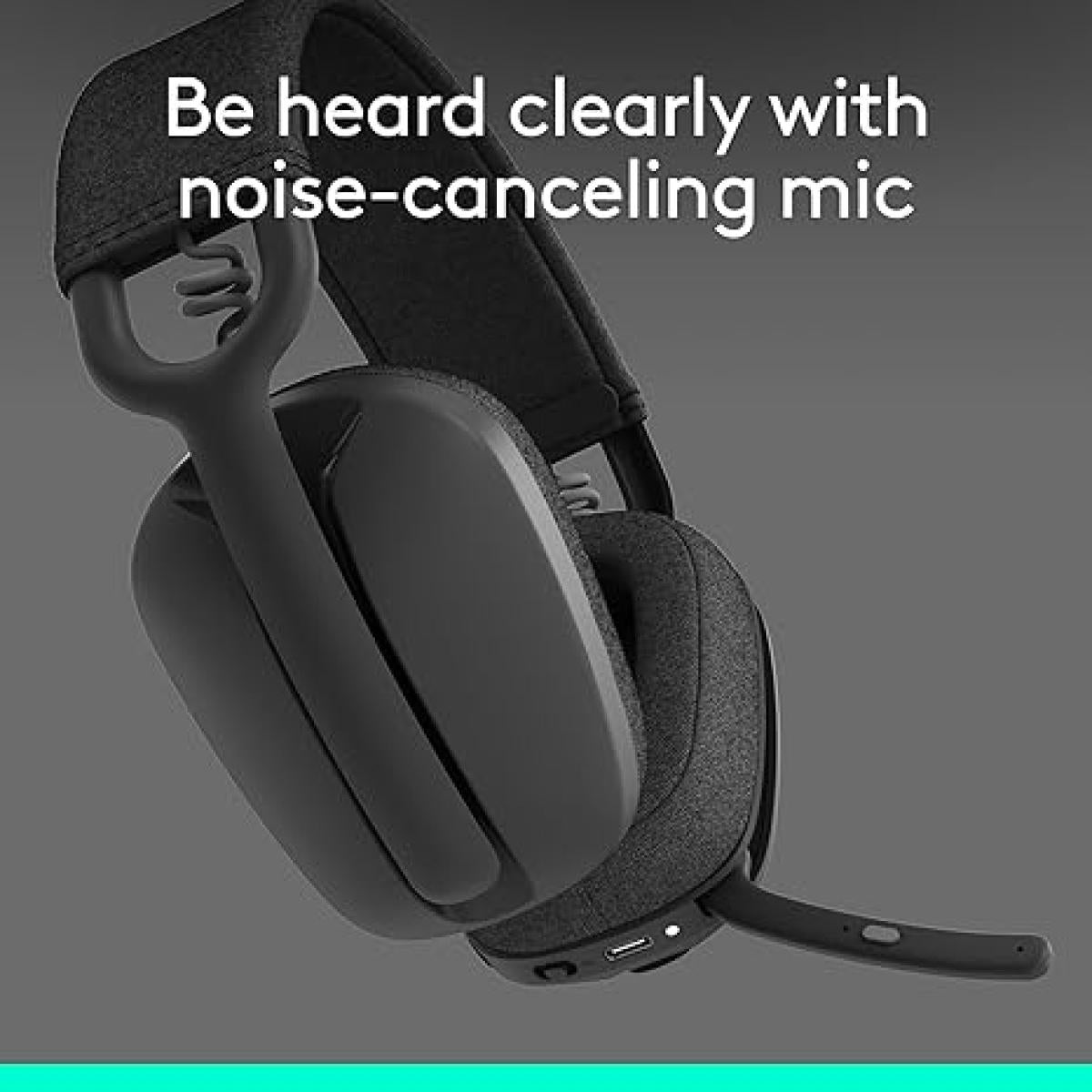 Logitech Zone Vibe 100 Wireless & Bluetooth Over Ear Headphones - Graphite with headset