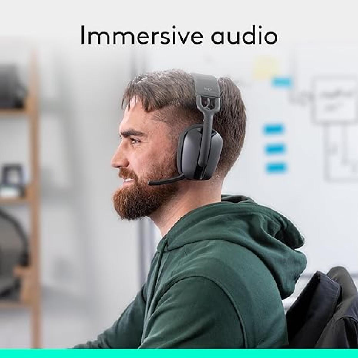 Logitech Zone Vibe 100 Wireless & Bluetooth Over Ear Headphones - Graphite with headset