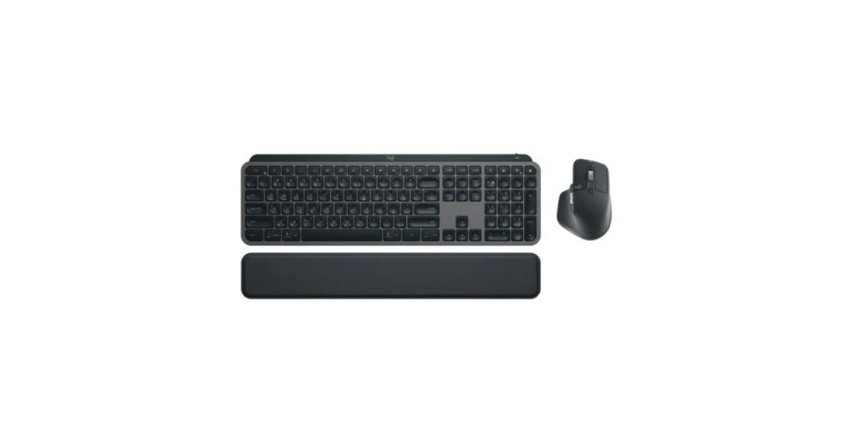 Logitech MX Keys S Combo - Performance Wireless Keyboard and Mouse with Palm Rest, Customizable Illumination, Bluetooth, USB C, Mac - Graphite