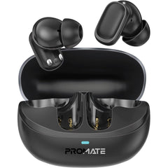 Promate Lush-Pro Bluetooth True Wireless Stereo Earbuds with Superior Sound Quality, IntelliTouch Controls, Long Battery Life, HD Microphone for Clear Calls, and IPX4 Water Resistance, Black