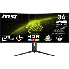 Msi Mag 342cqr E2 34" Uwqhd 4k Curved 1500r 180 Hz ,1ms , Srgb 119% Hdr Ready Ai Vision Less Blue Light Amd Freesync™ Premium