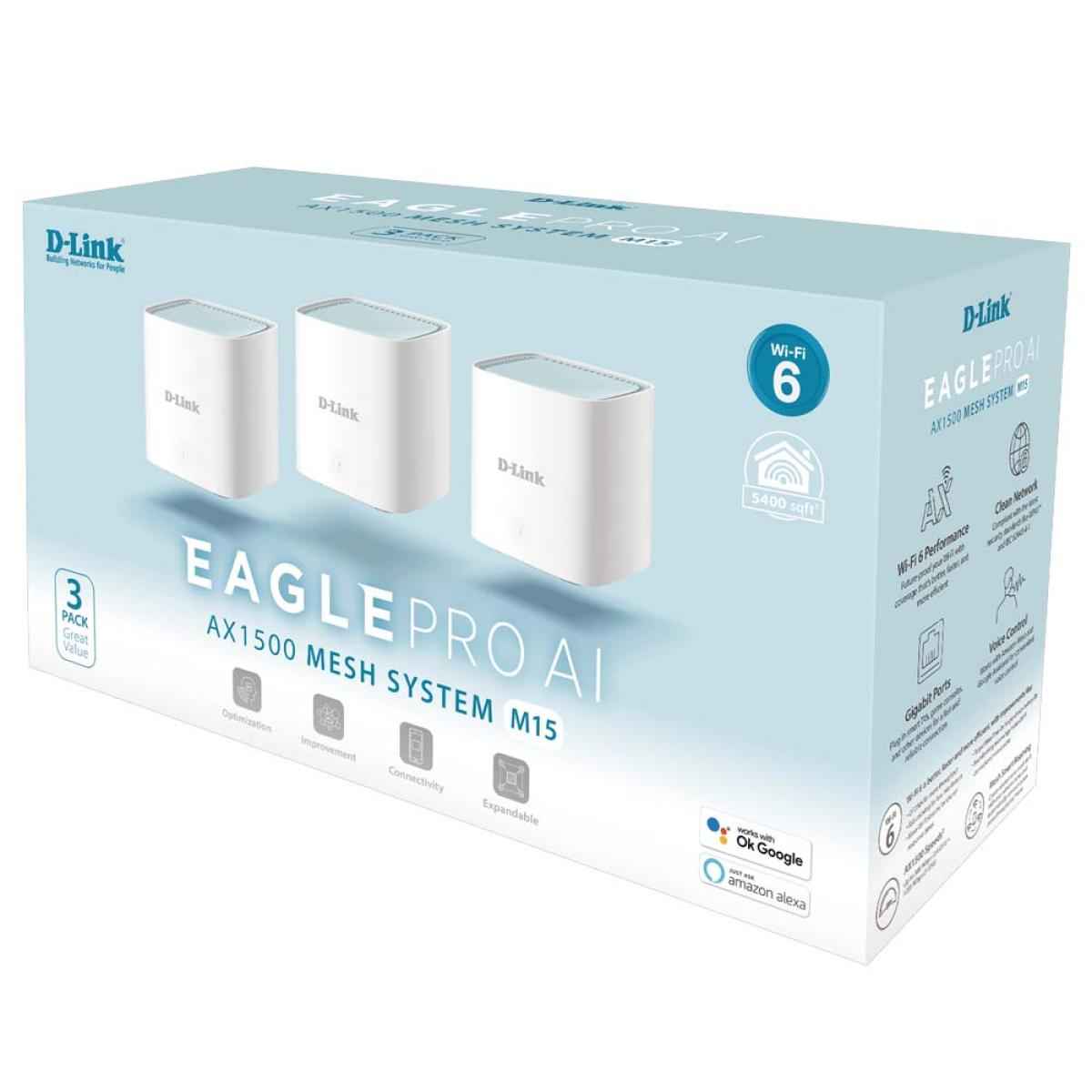 D-Link M15 AX1500 Wi-Fi Mesh Kit (3 Pack) D-Link M15 AX1500 Wi-Fi Mesh Kit (3 Pack)