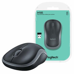 Logitech M185 Wireless Mouse, 2.4GHz with USB Mini Receiver, 12-Month Battery Life, 1000 DPI Optical Tracking, Ambidextrous PC/Mac/Laptop - Swift Grey
