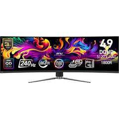 MSI MPG 491CQPX 49" QD-OLED Curved 1800R DQHD (5120 x 1440) 240Hz,.03ms, HDR 400 , Adaptive-Sync, HDMI 2.1 , OLED Care 2.0, Type-C up to 98WVGA , Height Adjustable, Speaker, Black