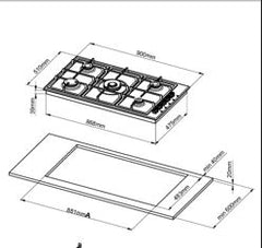 M905VPGC Opera Cooker, 5 Burners, 90cm, Steel, Side Handle