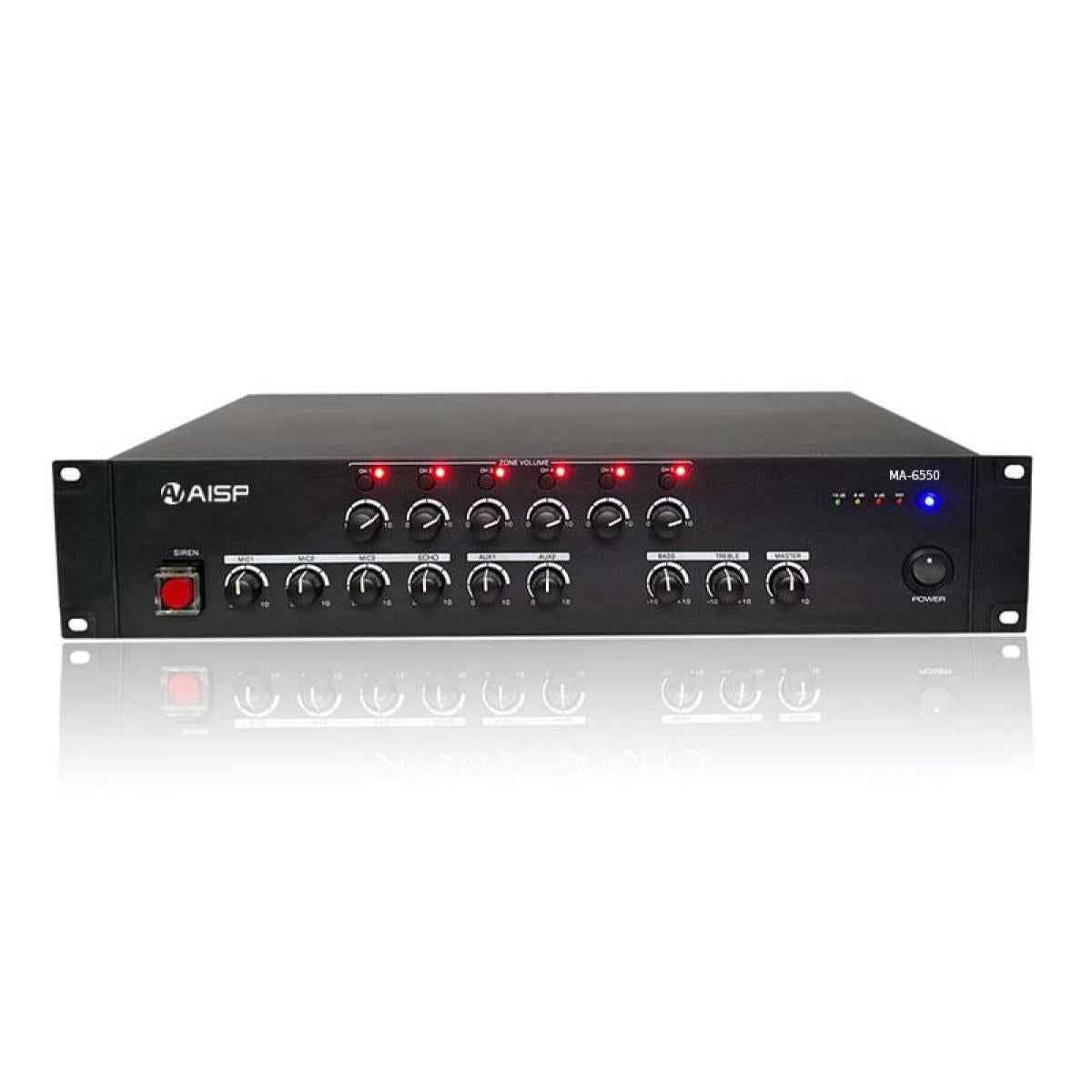 AISP MA-6650 6 Zones Mixer Amplifier with Siren 550W