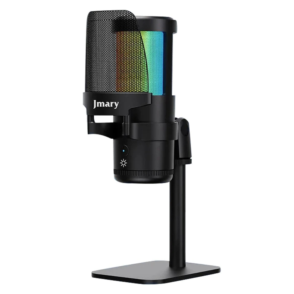 JMARY MC-PW13 Zero Latency Monitor Mic RGB Light Plug and Play Desktop Microphone - Black