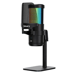 JMARY MC-PW13 Zero Latency Monitor Mic RGB Light Plug and Play Desktop Microphone - Black