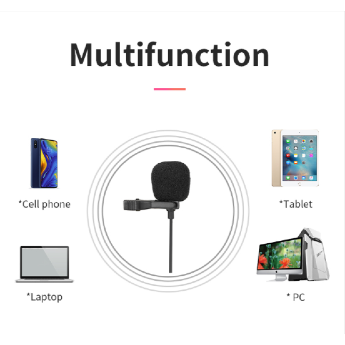 Jmary MC - R1 3.5mm Lavalier Microphone 2 meter, microphones