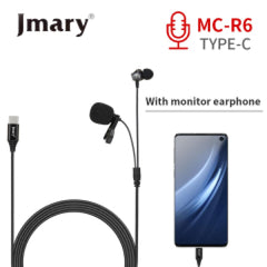 Jmary MC-R6S Professional Type-C Lavalier Microphone with Earphone