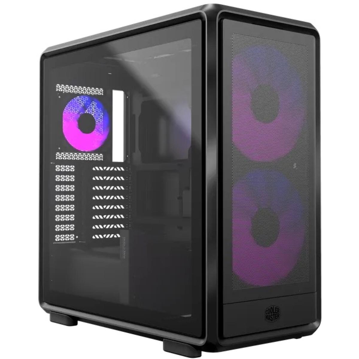 Cooler Master MASTERFRAME 600 Mesh (Black) E-ATX ARGB Mid Tower Tempered Glass Mesh Performance Frame Structure Design Gaming Case w/ 2x SickleFlow 200 ARGB + 1x SickleFlow 120 ARGB & Type-C | MF600M-KGNN-S01 |